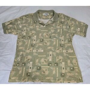 Michael Austin Men's XL Green/Tan Polo Shirt Short-Sleeve